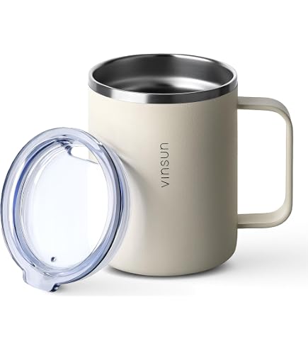 Tasse à Café Isotherme Volhoply 414 Ml Acier Inoxydable - Couvercle Anti-Fuite & Poignée - Voyage & Bureau