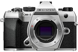 Fotocamera Micro Quattro Terzi OM SYSTEM OM-5 Mark II, sensore Live MOS da 20 MP, stabilizzazione dell’immagine su 5 assi, protezione IP53, scatto HighRes a mano libera da 50 MP, argento.