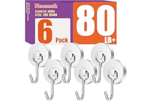 Neosmuk Swing Magnetic Hooks for Cruise Cabins – Heavy Duty 80lb Strong Magnet Hooks, Cruise Essentials for Ship, Fridge, Wall, Ceiling, Door, Hanging and Decorations (Pack of 6, Silver)