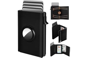 DWNKOVE AirTag Wallet, Card Holder Mens Wallets Slim, RFID Blocking, Pop up Card Case with Coins Pocket, Minimalist Leather Wallets for men, 9-14 Card Capacity | ID Window | Cash Slot