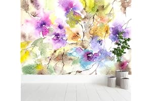Oedim Fotomural Vinilo para Pared Acuarelas Formando Flores | Fotomural para Paredes | Mural | Fotomural Vinilo Decorativo |350 x 250 cm | Decoración comedores, Salones, Habitaciones
