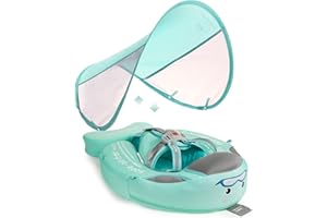 ‎HECCEI Mambobaby Neueste Schwimmring Baby mit Sonnendach, Schwimmreifen Nicht Aufblasbar Robust Weich Wasserdicht Schwimmtrainer für Kinder 3 Monate bis 24 Monate