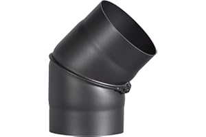 FIREFIX R150/B45 - Tubo per stufa, in acciaio spesso 2 mm, diametro 150 mm, per stufe e focolari, Senotherm, nero, regolabile da 0 a 45 gradi, senza porta di pulizia