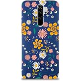 PrintiFy Xiaomi Redmi Note 8 Pro Uyumlu Lansman Kılıf &Ccedil;i&ccedil;ek Tasarımlı I&ccedil;i Kadife Kapak-lacivert