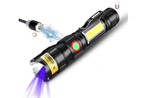 DARKBEAM Linterna UV 365nm USB Recargable con Imán Luz Ultravioleta LED Lampe de Wood, Detector para Tiña de Mascotas, Orina de Gato, Gemas, Billete, Resina, Lámpara UV Madera Luces Negras 365 nm