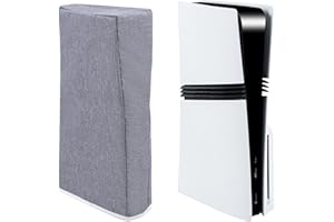 Mcbazel Playstation 5 Pro Funda Antipolvo, PS5 Pro Consola Juegos Funda Vertical Protectora de Tela de Poliéster Catiónico con Corte para Consola Playstation 5 Pro Disc y Digital – Gris