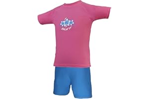 Kidz Swimmers Girls UV Sun Protection Rash Vest and Swim Shorts UPF 50+ Pink and Blue (5-6 Years)