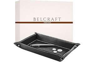 Belcraft Orvieto Svuotatasche in Pelle, Realizzato a Mano da Artigiani Toscani, Porta Oggetti, Nero (28x19 cm)
