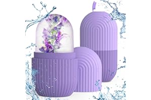 DABINZHIJIA 2 Stück Ice Roller, Eiswürfel Gesicht, Facial Eisroller, Silikon Eis Gesichtsroller, Ice Face Roller for Face, Eis Roller für Anti-Aging Falten Straffen Dunkle Ringe Reduzieren (Violett gestreift)