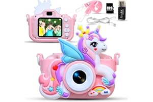 Kinyoda Kinderkamera, Digitalkamera Kinder 1080P 2,0"-Bildschirm Kinder Kamera mit 32GB Karte, Selfie Digitalkamera Fotokamera Spielzeug, für Jungen & Mädchen 3-12 Jahre Weihnachten & Geburtstag
