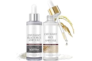 MIIOTO Peel Shot Glow Rice Ampoule Duo, Black and White Rice Exfoliante Rice Ampoule, Ampollas de Arroz Peel Shot Glow Duo, Peeling Visage Apertura de Poros, Eliminador Puntos Negros, 2 * 100ML