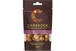 C CAMBROOK EXTRAORDINARY NUTS Cambrook Caramelised Macadamias 70g Bag - Premium Quality Nuts, Gluten Free, Vegetarian