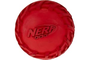 Nerf Dog Pelota de Goma para Perros con Perfil de neumáticos y chirridos, Color Rojo o Verde, 7,6 cm