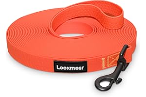 Looxmeer Släplina för Hundar, 3m / 5m / 7m / 10m / 15m / 20m / 25m / 30m, Långt Hundkoppel, Träningskoppel, Neonorange