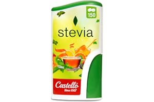 Castello since 1907 Stevia (Estevia) Comprimidos | 150 Comprimidos/Dosis | 1 comprimido = 1 cucharadita de azúcar | 0 Calorías - Muy bajo Índice Glucémico - 0 Carbohidratos - Keto