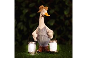 Garden Mile Solar Powered Garden Duck Ornament - Hard-wearing Weatherproof Resin Garden Decor Duck Figurine Solar Powered Lanterns, Garden Ornaments Outdoor, Patio Decor