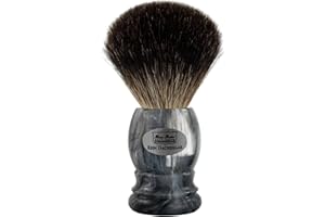 Hans Baier Exclusive Brocha de Afeitar Real Gris Tejón – Asa de plástico, efecto mármol