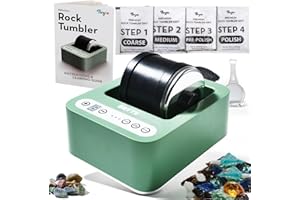 BRYTE Rock Tumbler Mint, 3 Speeds & Digital 9-Day Polishing Timer, Dual Injection, Self-Cooling Premium Motor, Professional Grade Rock Polisher Kit, Ideal for Kids & Adults