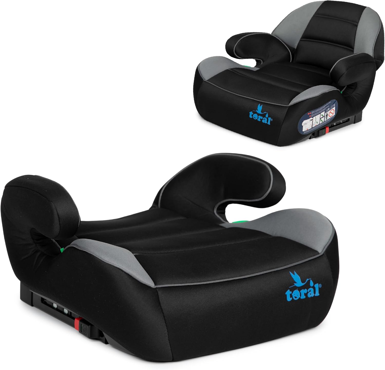 toral - Alzador Coche Niño Isofix i-Size - Asiento Elevador Niño - Se puede utilizar también sin Isofix - Silla Coche grupo 1 2 3 - Modelo Monza Negro