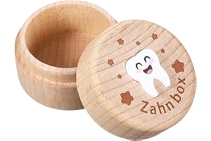 YUUCHORINGEE Zahndose Milchzähne Mädchen Jungen, Milchzahndose Mädchen Jungen 3D-Design Zahndose aus Holz, eine liebevolle Zahnbox als Erinnerungsbox für erste Zähne, Geschenk zur Taufe, Einschulung & Geburtstag