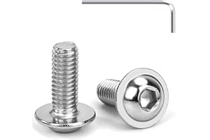 Tunejoy Viti a Testa Bombata con Flangia M6 x 16 mm Vite a Testa Esagonale Bulloni in Acciaio Inox A2 V2A Viti a Brugola con Chiavi a Esagono Filettatura Completa 20 Pezzi