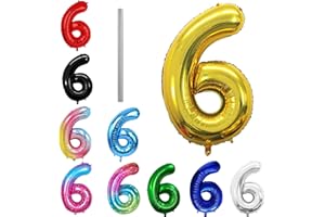 AOISYESBIG Geburtstag zahlen luftballon 6 jahre – Gold XXL Jumbo Folienballon 40 Zoll – 101 cm Luftballons 6. Geburtstag Junge Mädchen Babyparty Geburtstagsdeko Jubiläumsparty Dekoration – fliegt mit Helium