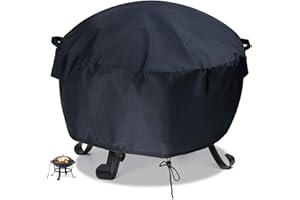 Flymer Garden Fire Bowl Cover, 66 x 31 cm, Protective Cover for Fire Pit, Round Fire Pit Cover, Waterproof, Windproof, UV-Resistant for Patio, Round Fire Bowl, Outdoor