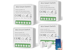 BEHOGAN Lot de 4 modules d'interrupteur intelligents 1 voie - Compatible avec Smart Life - Mini modules DIY - Interrupteur intelligent - Interrupteur WiFi - Compatible avec Tuya, Alexa Echo, Google Home