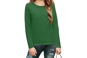 Arshiner Maglietta a Maniche Lunghe da Bambina Girocollo Interno in Pile Top Tinta Unita Pullover Basic Felpa Termica Casual per Bambini Abbigliamento per Bambini 5-12 Anni