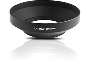 Ares Foto® 49 mm szerokokątna osłona przeciwsłoneczna do wkręcania. CNC frezowany metal (aluminium). Kompatybilny z Sony Canon Nikon Fujifilm Olympus Tamron Sigma Pentax