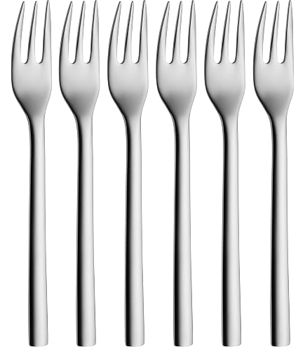 Set De 6 Fourchettes à Gâteau Sambonet Leaf - Acier Inoxydable 18/10 - Design Feuille - 14 Cm - 12