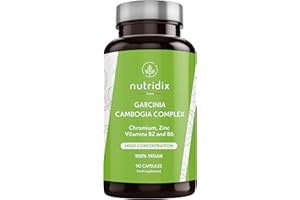 Garcinia Cambogia 2.000mg par dose - Brûleur de Graisse et Coupe-Faim avec 60% HCA - Puissant Thermogène avec du Chrome, des Vitamines et du Zinc - 100% Végétal 90 Capsules Nutridix