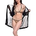 Xs and Os Women's Robe with Bikini Bra Panty Lingerie Set