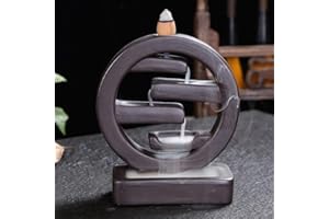 YYW Backflow Incense Burner Holder Handmade Ceramic Smoke Waterfall Incense Burners Buddha with 10 Cones for Home Yoga Office Aromatherapy Ornament (Zen)