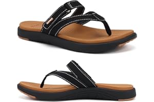COFACE Chanclas Mujer Moda Ortopedicas Comodas Cuero Tela Elegantes Sandalias de Dedo Señora Diario Piel Verano Playa Piscina Flip Flop Ligera Abierta Chancletas Pala Antideslizante Goma Suela