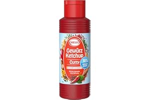 ‎HELA HELA - Gewürz Ketchup Curry leicht scharf 300 ml - Curryketchup mit feiner Schärfe, 30 % weniger Zucker, vegan, ohne Konservierungsstoffe - grillsoße curry - Ketchup ideal zu Pommes, Grillgut & Burger
