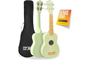 3rd Avenue Ukelele soprano para principiantes de 53 cm, 4 cuerdas de nailon con bolsa de ukelele gratis, color verde pastel, lecciones en línea gratis de 1 mes