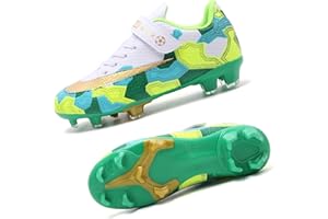 UZB Boys Girls Football Boots Kids Soccer FG/AG Hook and Loop Training Cleats Shoes Little/Big Kid