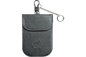 Winmex Faraday Pouch for Car Keys - Large, Dark Grey | Signal Blocking Anti Theft RFID Protection for Keyless Entry Keys | PU Leather Case with Keyring for Remote Entry Cars | Gifts for Car Owners