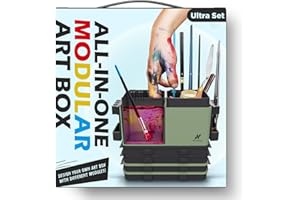 KRYDRUFI Portable All-in-One Modular Painting Station with Paint Brush Cleaner and Holders,Wet Paint Palette Tray with Lid for Miniature Painting and Acrylic Paints(Ultra Set)