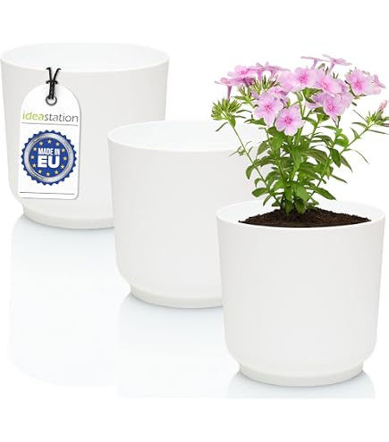 Set 8 Vasi Da Fiori Con Sottovaso 10 Cm - Plastica Riciclabile Con Drenaggio - Ideali Per Erbe, Grasse E Piantine