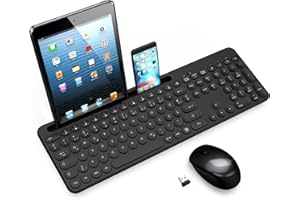 LeadsaiL Tastatur Maus Sets Kabellos,Ergonomische,Funk PC in Standardgröße,Deutsch QWERTZ-Layout, Leise-Klick,12 FN-Tasten Für Windows Computer, macOS, Laptop