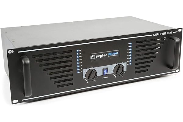 Skytec SKY- 1000B - Amplificateur professionnel, 2 x 1000 W, couleur noire, technologie moderne et fiable, large plage de fréquences, idéal pour soirées et concerts