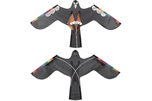 GOMICE Cometa voladora espantapájaros, Cometas de halcón para asustar a los pájaros - Cometa voladora de halcón de pájaro Reflectante con Plumas simuladas | Cometas de pájaros para niños, Granja,