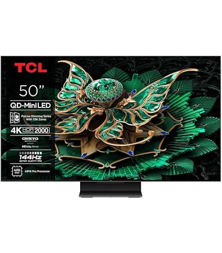 TCL 50T7B TV QLED 50" 4K HDR Con Google TV, Dolby Vision E Atmos – Controllo Vocale E Game Master 3.0