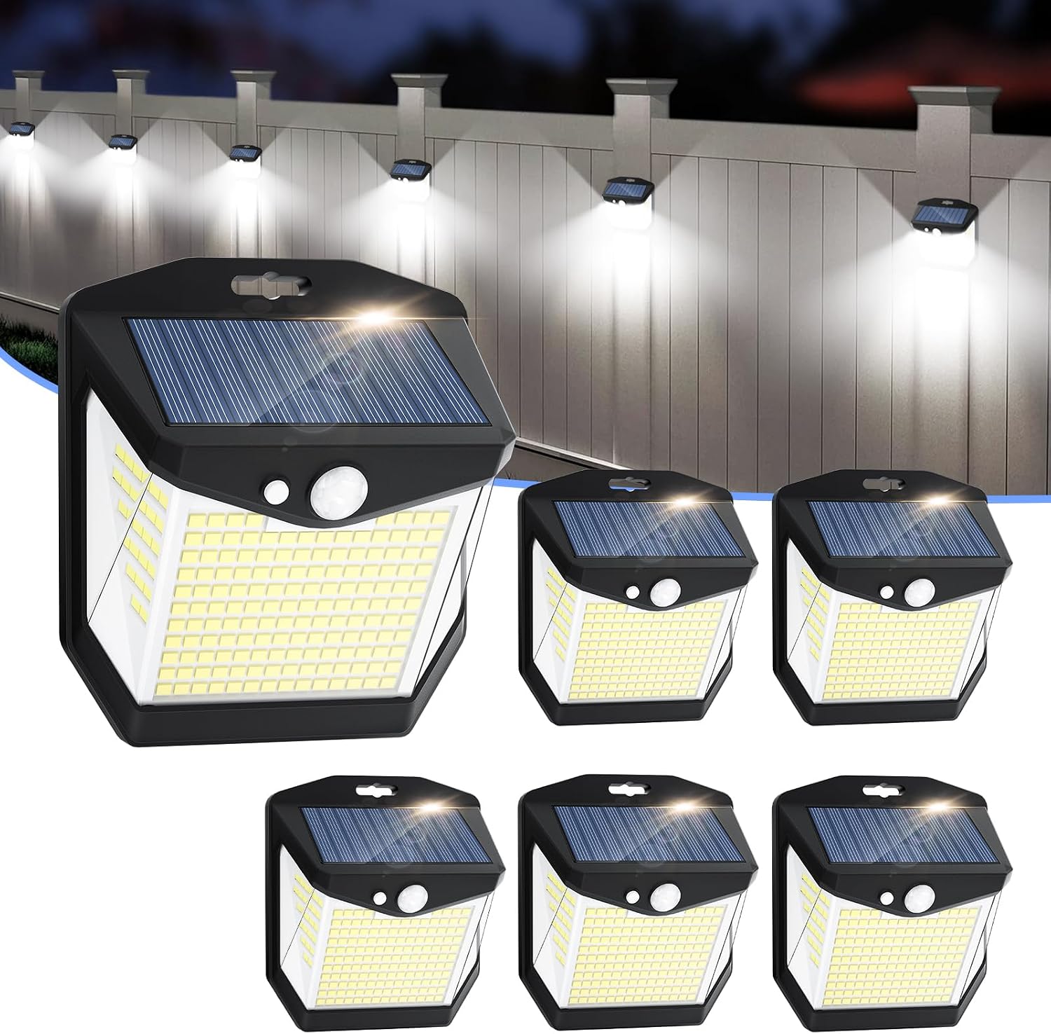 Solar Luz LED Exterior Movimiento - 248 LED Luces Solares 6 Paquete IP65 Impermeable Sensor de Movimiento 270° Foco Solar Exteriores Lampara Aplique Solares Potente para con Iluminacion Terraza jardín
