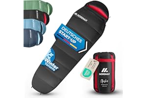 ‎NORDMUT NORDMUT® Schlafsack Winter -10 bis 0 Grad komprimierbar - Winterschlafsack Outdoor für Trekking & Camping 1.800 g - Mumienschlafsack wasserabweisend 350 GSM