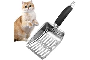 Kaxenig Cat Litter Scoop, Stainless Steel Litter Scoop, Cat Litter Shovel, Non-Stick Cat Litter Sifter, Easy To Clean Pet Poop With Long Handle For Cat And Dog