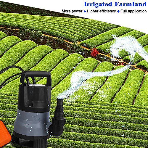 Homdox Tauchpumpe 400 W Schmutzwasserpumpe Teich Wasserpumpe Tauchwasserpumpe 8000 L/H Pumpe mit Schwimmschalter und Tragegriff (Grau) - 5