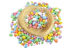 JEZIORO 101Pcs Easter Egg Decorations,100 Speckled Foam Eggs And A Bird Nest,Resurrection Festival Tree Hanging Craft,Mini Color Ornaments,Decorative Easter Eggs,Outdoor/Indoor Scene Display Twig Descoration